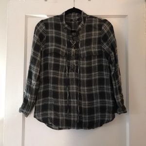Grey Laced Madewell Flannel Blouse